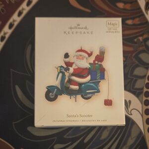 Hallmark Santa's Scooter Ornament - Red and Blue NIB